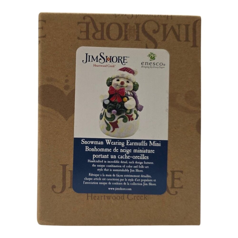 Jim Shore Heartwood Creek Snowman Wearing Earmuffs Mini Figurine IOB 6015463